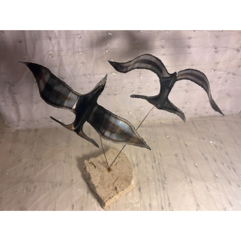 VIntage MCM Metal Work Art Sculpture Moving Seagulls